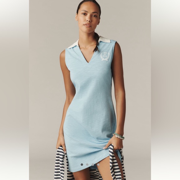 Sundry Dresses & Skirts - NWT Anthropologie Sundry Light Blue Chambray Knit Sleeveless Polo Mini Dress Lrg
